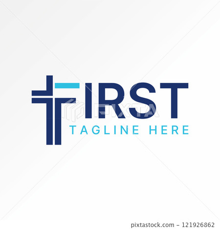 Logo design graphic concept creative premium vector stock image graphic text First church christian cross symbol to font monogram typography religion 121926862