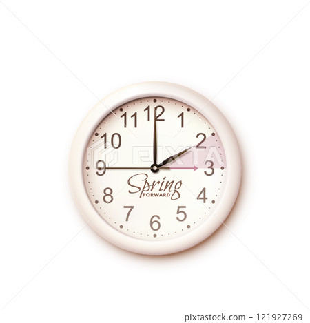 Spring Forward. Daylight saving time. Realistic wall clock 121927269