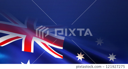 Australian flag. Realistic wavy national flag of Australia Australian flag. Realistic wavy national flag of Australia 121927275