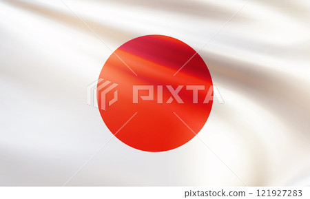 National flag state of Japan closeup. Realistic Japanese flag National flag state of Japan closeup. Realistic Japanese flag 121927283