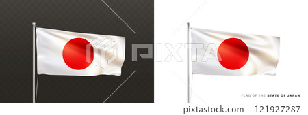 Realistic Japanese flag. National flag state of Japan Realistic Japanese flag. National flag state of Japan 121927287