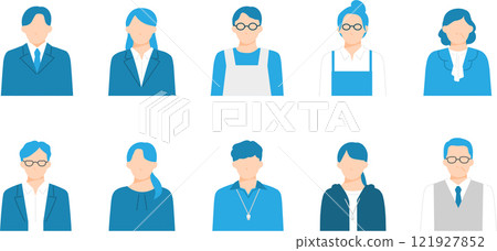 在學校等教育機構工作的圖標集。剪出上半身。 在學校等教育機構工作的圖標集。剪出上半身。 121927852