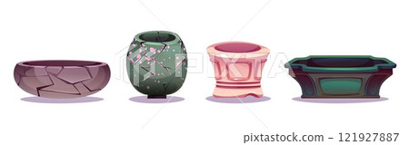 Japanese pottery vessels set 121927887