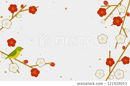 梅花和夜鶯框架可愛的日本春天框架 121928053