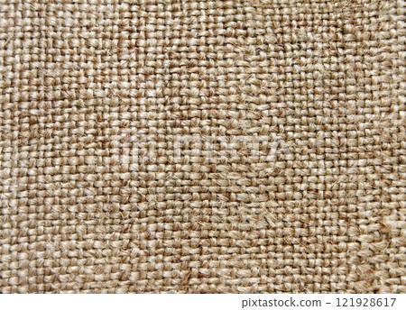 Old eco-friendly burlap material. Horizontal background with rustic bag texture 121928617