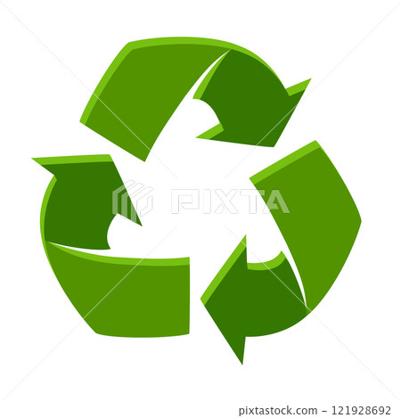 Green Recycle Symbol with three arrows. Arrow recycle symbol. Sustainable development of strategy approach to zero waste, responsible consumption, eco-friendly. Reuse, renewable resources. Vector EPS8 Green Recycle Symbol with three arrows. Arrow recycle symbol. Sustainable development of strategy approach to zero waste, responsible consumption, eco-friendly. Reuse, renewable resources. Vector EPS8 121928692