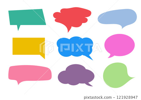 Speed bubble color text icons set on white background. 121928947