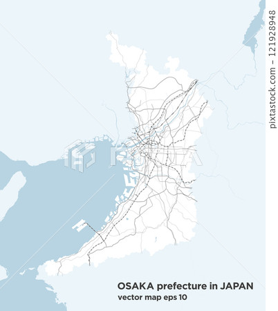 A simple road map of Osaka Prefecture, Japan 121928948