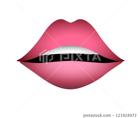 Gradient human mouth icon with pair of lips and teeth 121928972