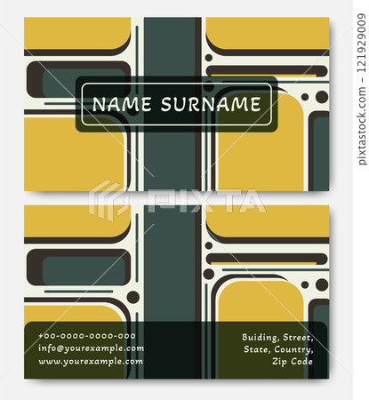 Trendy minimal abstract business card template. Modern corporate stationery id layout Trendy minimal abstract business card template. Modern corporate stationery id layout 121929009