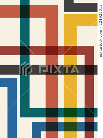 Abstract poster with colorful stripes shape. Modern aesthetic minimalist art 121929015