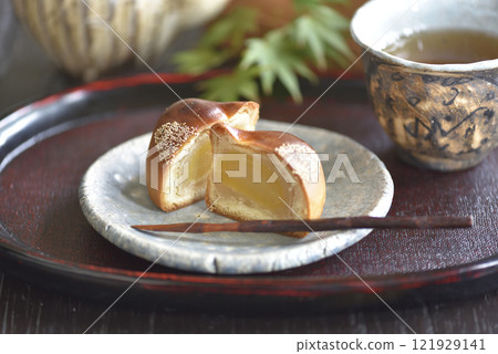 Chestnut buns split in half 2 Chestnut buns split in half 2 121929141