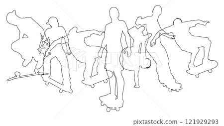 Skateboarder Skateboarding Silhouette People Set Skateboarder Skateboarding Silhouette People Set 121929293