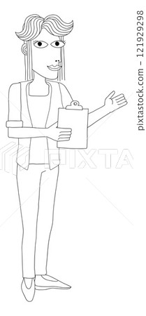 Woman With Clipboard Pointing Illustration 121929298