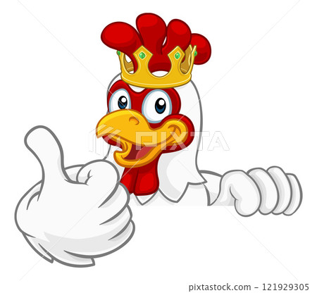 King Chicken Rooster Cockerel Bird Crown Cartoon 121929305
