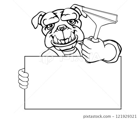 Window Cleaner Bulldog Car Wash Cleaning Mascot 121929321