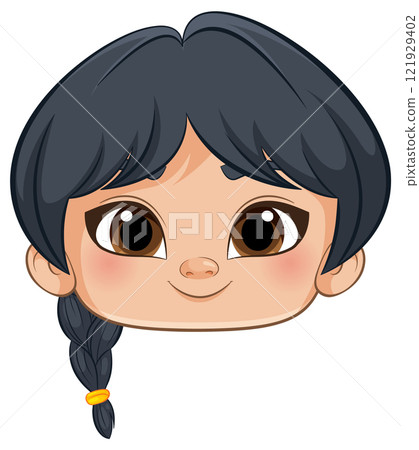 Smiling Girl with Braided Hair 121929402