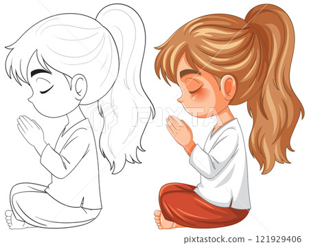 Peaceful Meditation of a Young Girl 121929406