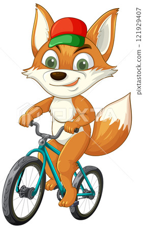 Fox Riding a Bicycle Adventure 121929407
