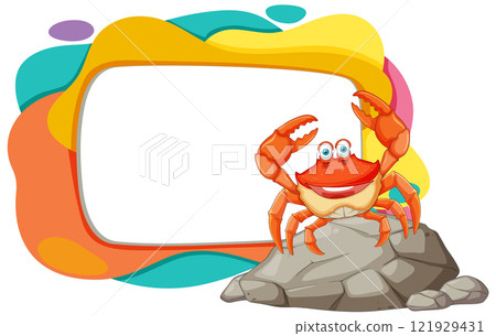 Cheerful Crab on a Colorful Rock Cheerful Crab on a Colorful Rock 121929431