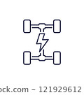 Electric chassis icon, EV car platform line vector 121929612