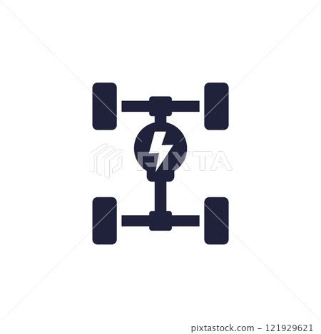 Electric car chassis icon, EV platform pictogram Electric car chassis icon, EV platform pictogram 121929621