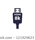 HDMI 8k cable icon on white, vector 121929623