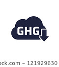 GHG reduction icon, reduce greenhouse gas vector 121929630