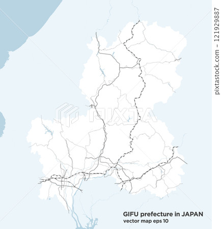 A simple road map of Gifu prefecture, Japan 121929887