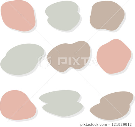 Illustration set of fluid shapes in nuanced colors with drop shadows 121929912