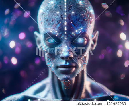 Humanoid Alien Looking at Camera 121929983