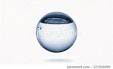 Can be used to express moisture, hydration, hydration, transparency, etc. A floating water sphere on a blank background 121930099