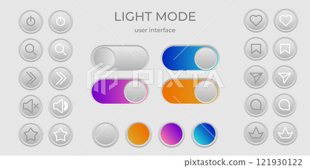 Light mode ui simple elegant minimalist set of buttons, loading bar design 121930122