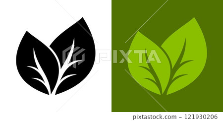Green leaf icon. Leaves icon on isolated background. Design elements for natural, eco, vegan, bio labels. Vegan, 100 per cent organic 121930206