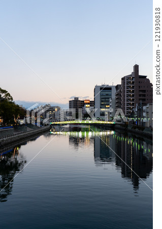 Evening scenery of Shinmachi River in Tokushima City, Tokushima Prefecture 121930818