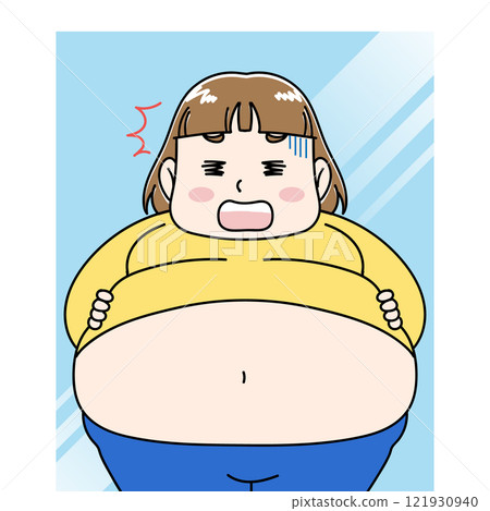一個女人在鏡子前對自己的體重感到震驚的插圖 一個女人在鏡子前對自己的體重感到震驚的插圖 121930940