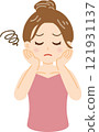 Illustration of a woman suffering from skin problems 121931137
