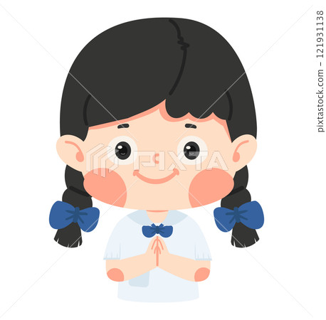 Cute thai student girl greeting 121931138