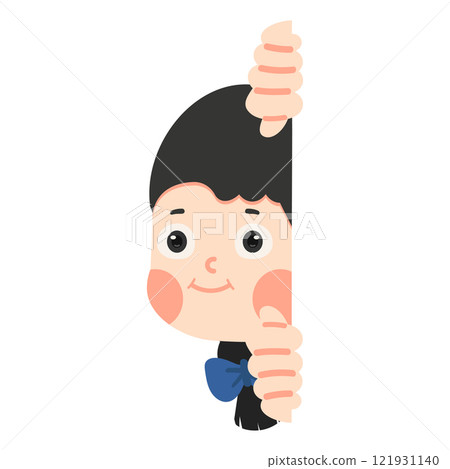 Cute little girl playing peekaboo 121931140