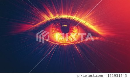 Flaming eye radiating light beams: spiritual enlightenment and visionary experience 121931243