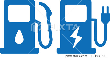 加油站和電動車充電站圖標 121931310