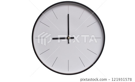 Minimalist Black and White Wall Clock on White background - Perfect for Time Management and Scheduling Concepts - 09.00/21.00 Minimalist Black and White Wall Clock on White background - Perfect for Time Management and Scheduling Concepts - 09.00/21.00 121931578