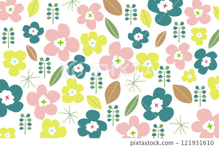 Scandinavian style floral background B01 Grass and flowers Scandinavian style floral background B01 Grass and flowers 121931610