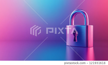 Closed padlock symbolizing security on gradient background 121931618