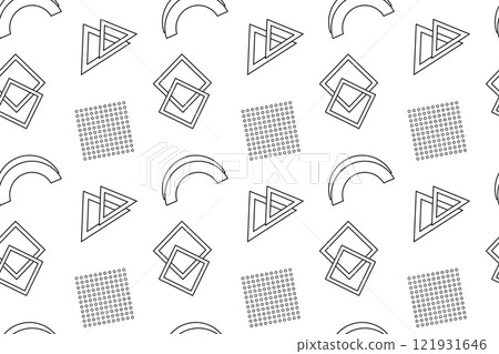 Seamless Black-and-White Geometric Pattern with Dots and Shapes 121931646