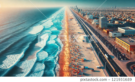 城市與大海交織的美麗海岸線 城市與大海交織的美麗海岸線 121931689