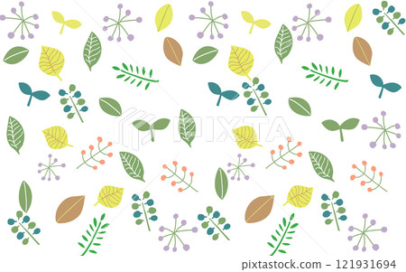 斯堪的納維亞風格樹葉背景 C01 各種樹葉 121931694
