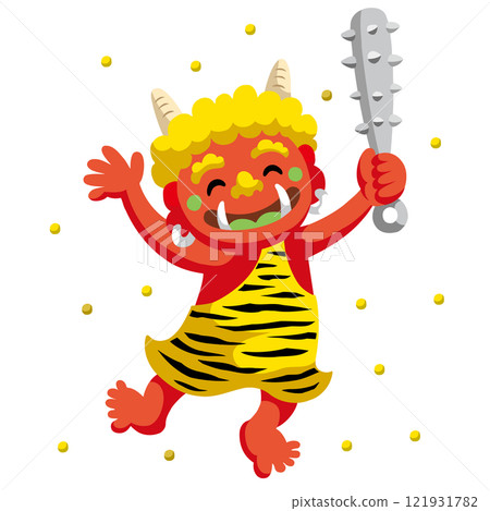 Kind Red Demon Setsubun Bean Throwing (Hand-drawn Simple Illustration) 121931782