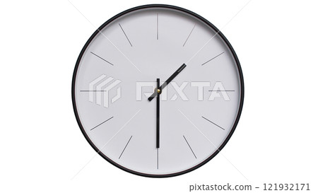 Minimalist Black and White Wall Clock on White background - Perfect for Time Management and Scheduling Concepts - 13.30/01.30 Minimalist Black and White Wall Clock on White background - Perfect for Time Management and Scheduling Concepts - 13.30/01.30 121932171