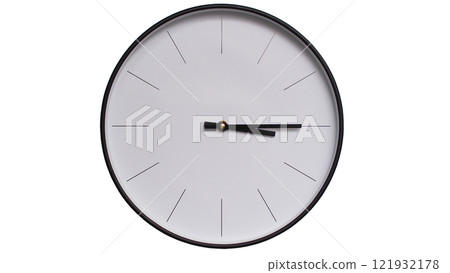 Minimalist Black and White Wall Clock on White background - Perfect for Time Management and Scheduling Concepts - 15.15/03.15 Minimalist Black and White Wall Clock on White background - Perfect for Time Management and Scheduling Concepts - 15.15/03.15 121932178